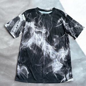 Men's Black Smoke-Print Short Sleeve Crew Tee
